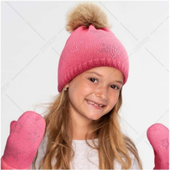 C.C.Beanie Kids Rhinestone Stars Beanie w/Pompom Lt Gre - Picture 2 of 3